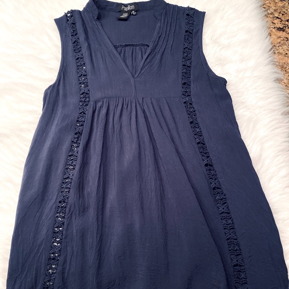 Papillon Flowy Tank ~ Navy Blue - Picture 2 of 6